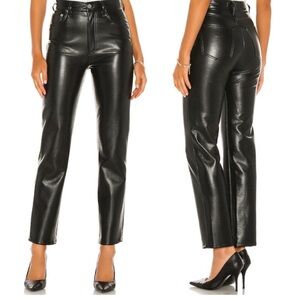Agolde NWT 90s pinch waist recycled leather pants black size 27